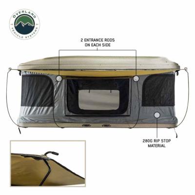 HD Bundu 2 - Hard Shell Pop Up Roof Top Tent, 2 Person, Grey Body and Black Rainfly Overland Vehicle Systems