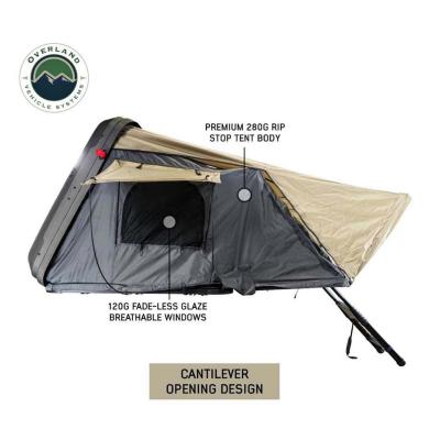 HD Bundu 2 - Hard Shell Roof Top Tent, 2 Person, Grey Body and Black Rainfly Overland Vehicle Systems