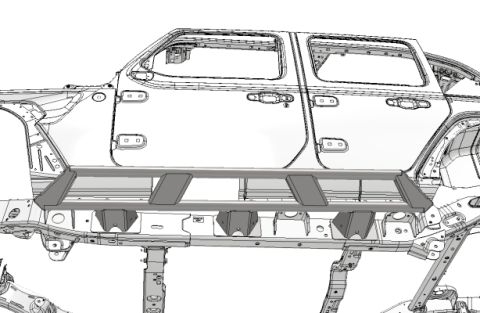 Frame Mounted Rocker Guards For 4 Door Jeep JL Bare Steel Motobilt
