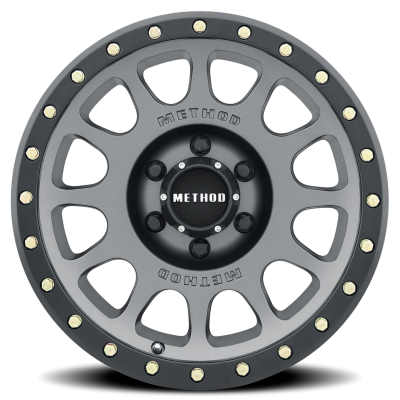 Aluminum Wheels 17x8.5 NV MR305 Bolt Pattern 6 On 135 Offset 0 Lip Size 1.3 Titanium TT Matte Black Lip Method