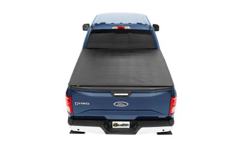 Soft Tri-Fold Tonneau Cover EZ-Fold For Ford 2004-2024 F-150 Exc.'04 Heritage 5.5 Foot Black Tailgate Spoiler Not Included Bestop