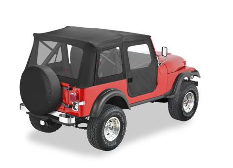 Jeep CJ5 Soft Top Supertop Classic Squareback Soft Tops For Jeep 1955-1975 CJ5 Clear Black Crush Bestop