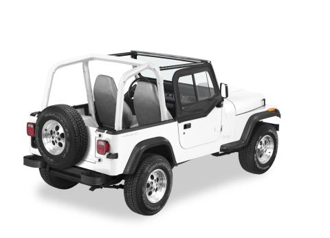 Rounded Upper Door Sliders Rear Corner Jeep 1988-1995 Wrangler YJ Fits Supertop, Sunrider or Halftop Black Denim Single Sliding Bestop