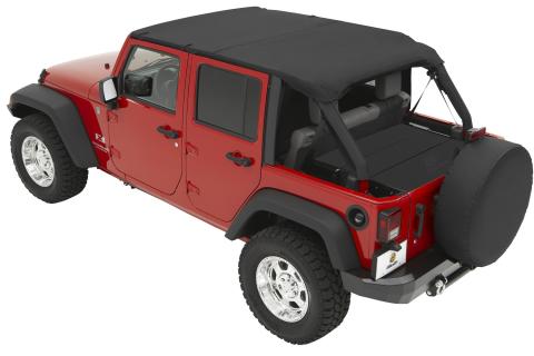 Jeep Bikini Top Header Safari Bikini Tops For Jeep 2007-2009 Wrangler JK 4 Door Black Diamond Fabric Bestop