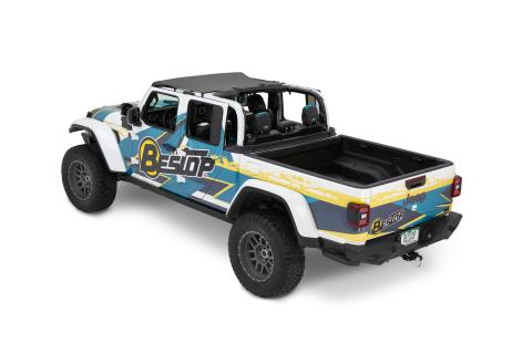 Jeep Gladiator Bikini Top Header Targa Bikini Tops For Jeep 2020-2024 Gladiator Black Diamond Fabric Bestop