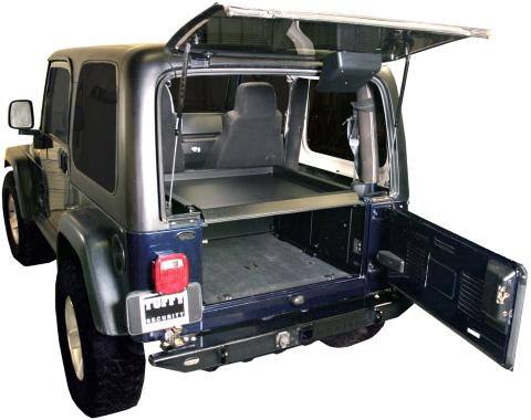 Deluxe Cargo Enclosure - 87-95 Wrangler YJ / 97-06 Wrangler TJ Rear Seats Must Be Removed Black Tuffy Security Products