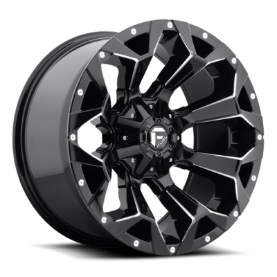 Aluminum Wheels 18X9 Assault D576 5 On 114.3/5 On 127 Gloss Black/Milled 78.1 Bore 1 Offset 8 Spoke Fuel Off Road Wheels