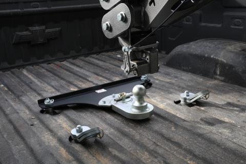 GoosePuck 5 Inch offset ball-puck mount for GM Short Bed 2018-2019 25K Towing, (With EXT Ball Assy and 102345) Gen Y Hitch