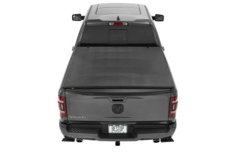 Soft Tri-Fold Tonneau Cover EZ-Fold  For Ram 2019-2024 1500 5.7 Foot Black Tailgate Spoiler Not Included Bestop