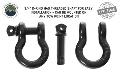 Recovery Shackle 19019901 3/4 4.75 Ton Black Overland Vehicle Systems