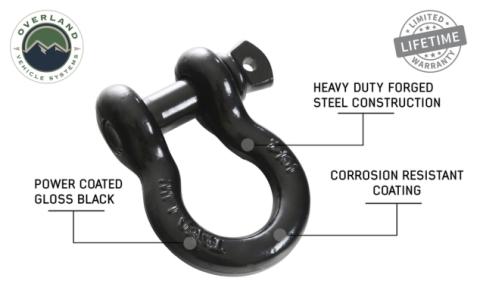 Recovery Shackle 19019901 3/4 4.75 Ton Black Overland Vehicle Systems