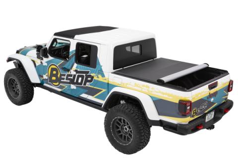 EZ-Roll Soft Tonneau Cover For Jeep 2020-2024 Gladiator 5.0 Foot Black Diamond Tailgate Spoiler Not Included Bestop