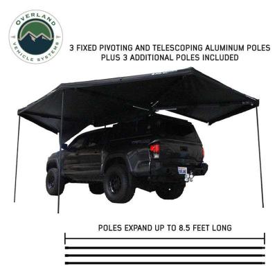 XD Nomadic 270 - Awning W/Lights and Black Out , Driver Side, Black Body, Black Trim and Black Travel Cover Overland Vehicle Systems