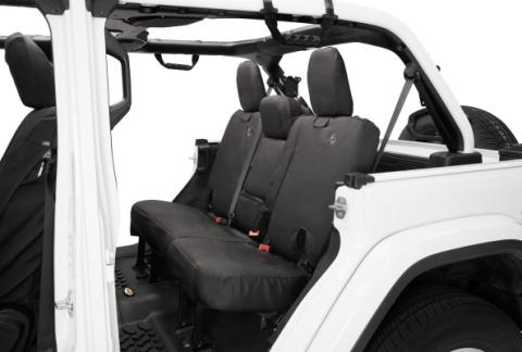 Jeep Wrangler Seat Covers For Jeep 2018-2023 Wrangler JL 4 Door Rear With Fold Down Arm Rest Premium Vinyl Fabric Black Diamond Bestop