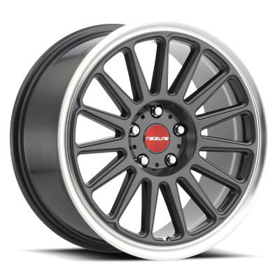 Aluminum Wheels 18x9.5 Grip 315G Machined Lip-Red Logo Gloss Gunmetal Grray Multi Spoke 25 Offset 5 on 114.3 Bolt Pattern 72.6 Bore Raceline