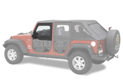 Jeep Half Doors HighRock 4x4 Element Upper Fabric Half Doors For Jeep 2007-2018 Wrangler JK Front Black Diamond Pair Bestop