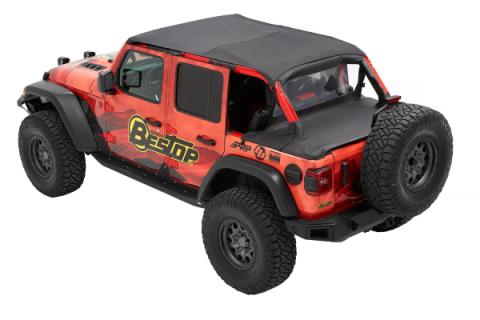 Jeep Bikini Top Header Safari Bikini Tops For Jeep 2024-Current Wrangler JL 4 Door Black Diamond Fabric Bestop