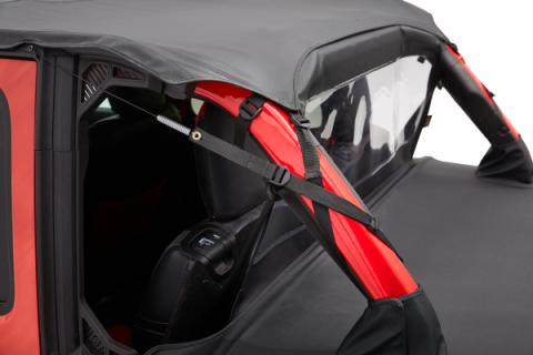 Jeep Wrangler Bikini Top Header Safari Cable Style Bikini Tops For Jeep 2024-Current Wrangler JL 4 Door Black Diamond Bestop