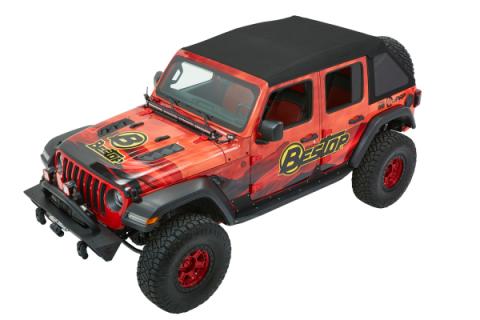 Trektop Ultra Slantback Soft Top For Jeep 2018-Current Wrangler JL 4 Door Black Bestop