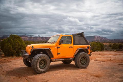 Jeep Wrangler Trektop Glide Slantback Soft Tops For Jeep 2018-Current Wrangler JL 2 Door Black Diamond Bestop