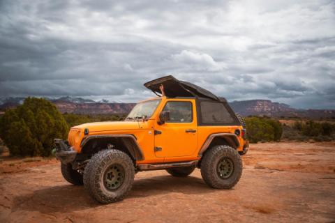 Jeep Wrangler Trektop Glide Slantback Soft Tops For Jeep 2018-Current Wrangler JL 2 Door Black Diamond Bestop