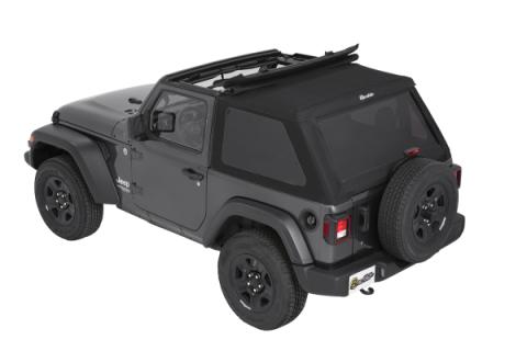 Trektop Slantback Soft Top For Jeep 2018-Current Wrangler JL 2 Door Black Diamond Bestop