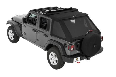 Trektop Slantback Soft Top For Jeep 2018-Current Wrangler JL 4 Door Black Diamond Bestop