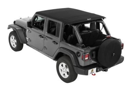 Trektop Slantback Soft Top For Jeep 2018-Current Wrangler JL 4 Door Black Diamond Bestop