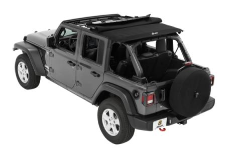 Trektop Slantback Soft Top For Jeep 2018-Current Wrangler JL 4 Door Black Diamond Bestop