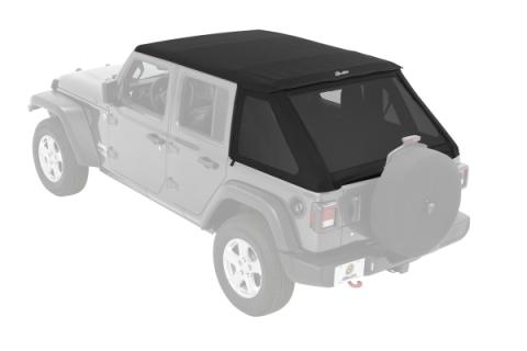 Trektop Slantback Soft Top For Jeep 2018-Current Wrangler JL 4 Door Black Diamond Bestop