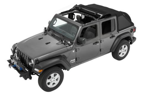 Trektop Slantback Soft Top For Jeep 2018-Current Wrangler JL 4 Door Black Diamond Bestop