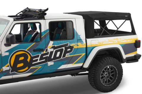 Supertop Truck Bed Cap 2 For Jeep 2020-2024 Gladiator 5.0 Foot Black Diamond PVC Coated Sailcloth No Drill Bestop