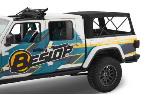Supertop Truck Bed Cap 2 For Jeep 2020-2024 Gladiator 5.0 Foot Black Diamond PVC Coated Sailcloth No Drill Bestop