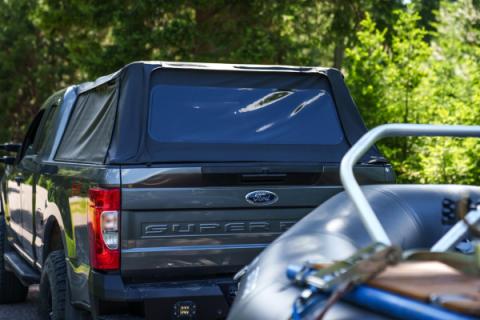 Supertop Truck Bed Cap 2 For Ford 2017-2024 F-250SD/F-350SD 6.8 Foot Black Diamond PVC Coated Sailcloth No Drill Bestop