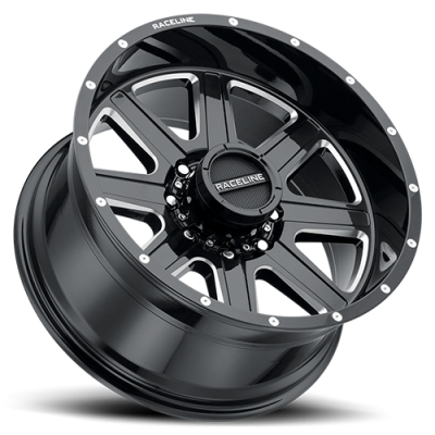 Aluminum Wheels 18x9 Hostage 940M Milled Gloss Black 0 Offset 8 on 165.1 Bolt Pattern 125.2 Bore Raceline