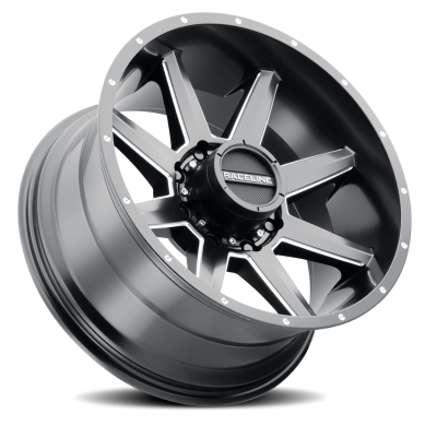 Aluminum Wheels 20x10 Stryker 954M Milled-Dimples Satin Black -19 Offset 5 on 127 Bolt Pattern 78.1 Bore Raceline