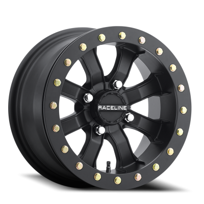 Aluminum Wheels 15x7 Black Mamba Beadlock UTV A71B Satin Black 0 Offset 4 on 115 Bolt Pattern Raceline