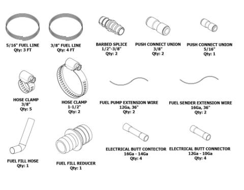 EVAP And Fuel Line Modification Kit For Rear Mounted Fuel Tank In Jeep JL Motobilt
