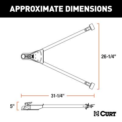 Curt Tow Bar with Adjustable-Width Arms - Car Mount - 2 Inch Ball - 5000 lbs. Safety Cables and Coupler Lock Sold Separately) RockJock 4X4