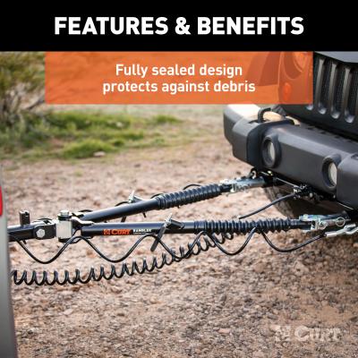 Curt Rambler Steel RV Tow Bar 7500 Lbs. 2 Inch Shank) Includes Tow Bar Safety Cables Hitch Pin and Clip RockJock 4X4
