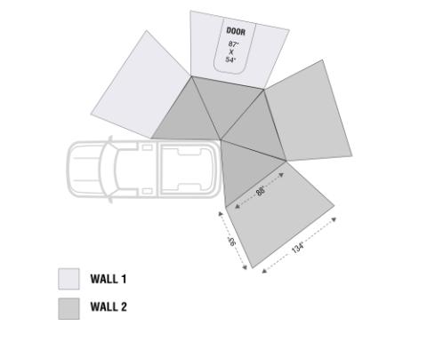 Overland Vehicle Systems Freestanding Passenger Nomadic 270 LT Awning Wall 1 Overland Vehicle Systems