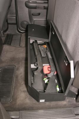 Rear Underseat Lockbox - 07-19 Silverado/Sierra 1500 19 Old Body Style} / 07-19 2500HD/3500HD w/ Crew Cab Full Length Black Tuffy Security Products