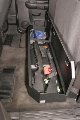 Rear Underseat Lockbox - 07-19 Silverado/Sierra 1500 19 Old Body Style} / 07-19 2500HD/3500HD w/ Crew Cab Full Length Black Tuffy Security Products