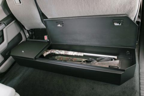 Rear Underseat Lockbox 15-22 F-150 17-22 F-250/350/450 Super Duty w/ Crew Cab w/o Floor Mounted Subwoofer Full Length Black Tuffy Security Products