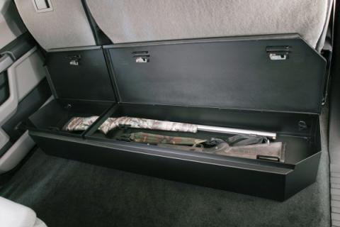 Rear Underseat Lockbox 15-22 F-150 17-22 F-250/350/450 Super Duty w/ Crew Cab w/o Floor Mounted Subwoofer Full Length Black Tuffy Security Products