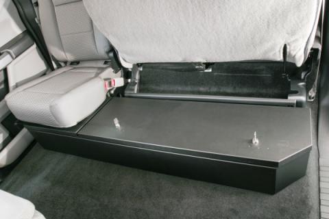 Rear Underseat Lockbox 15-22 F-150 17-22 F-250/350/450 Super Duty w/ Crew Cab w/o Floor Mounted Subwoofer Full Length Black Tuffy Security Products