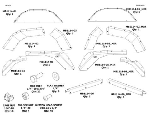 Rear Aluminum Inner Fenders for Jeep JT Gladiator Motobilt