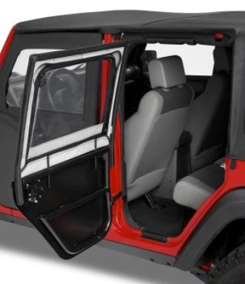 Jeep Half Doors HighRock 4x4 Element Upper Fabric Half Doors For Jeep 2007-2018 Wrangler JK Rear Black Diamond Pair Bestop