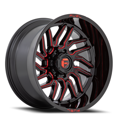 Aluminum Wheels 20X10 Hurricane D808 5 On 127 Gloss Black/Red Milled 71.5 Bore -18 Offset Fuel Off Road Wheels