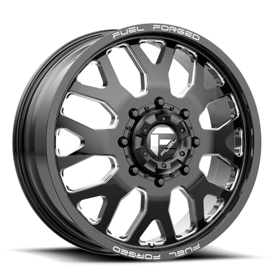 Dually Wheels 20X8.25 FF19D Dually DE19 BK 10 On 225 Gloss Black Milled 170.1 Bore 105 Offset Front Dually Fuel Off Road Wheels